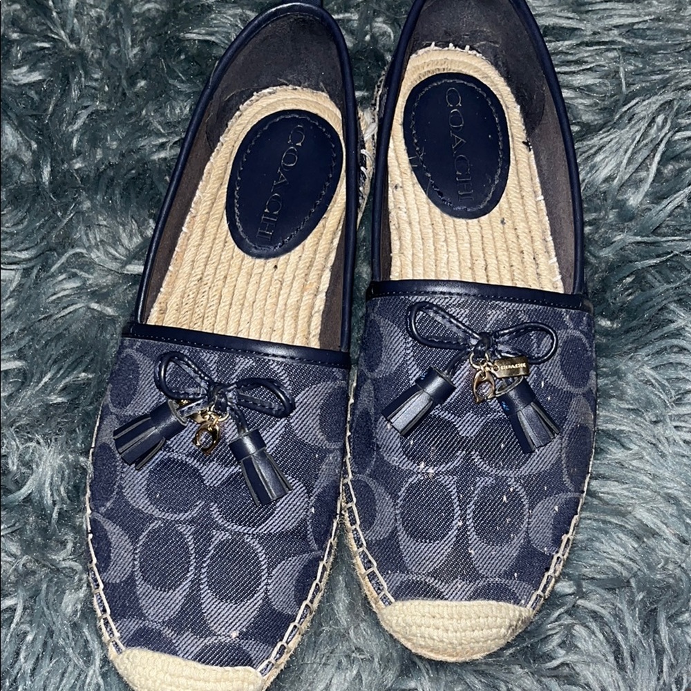 Coach Navy Espadrille Flats